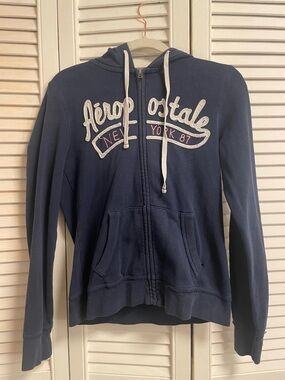 Aeropostale Navy Hoodie with White & Pink Logo